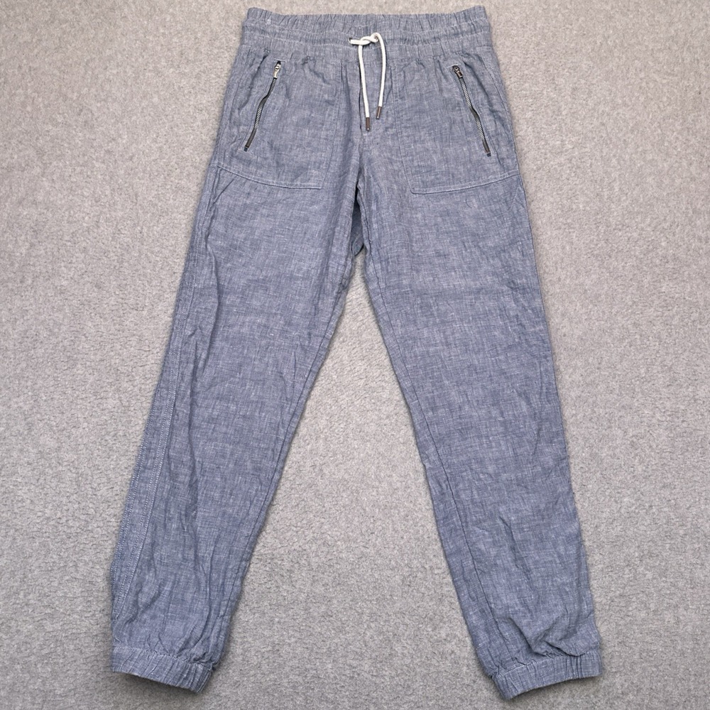 Athleta Cabo Linen Joggers Women's 2 Blue Lightweight Drawstring Boho High Rise‎